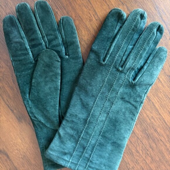 3M Thinsulate Outdoor Classic Casual Pig Suede Leather Gloves Green Sz M - Picture 1 of 8